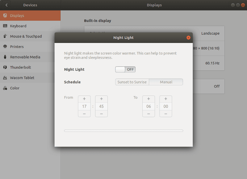 Enable Night mode from CLI (Ubuntu)